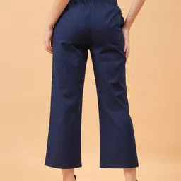 vastiram Women Flared Blue Pure Cotton Trousers image 2