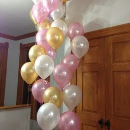 jhai kal Solid Metallic Balloons, Pink Gold & White(Pack of 50) Balloon image 2