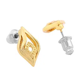 Estele Gold Plated Leaf Designer Pendant Set with Austrian Crystals image 3