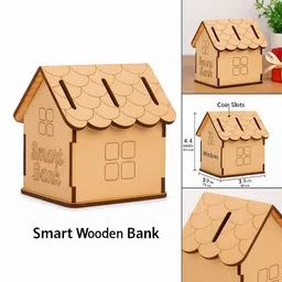 craftvila Smart Wooden House Bank Cash Box image 1
