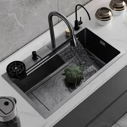 messina Waterfall Kitchen Sink 24x18x10 Multi-function | Waterfall Kitchen Sink Kitchen Sink With Pull-Out Faucet & More M-102 Vessel Sink-picture-14