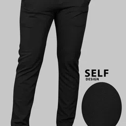 combraided Men Straight Fit Black Lycra Blend Trousers-picture-17