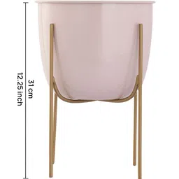 Metalsmith Beige Metal Planter With Holder image 3