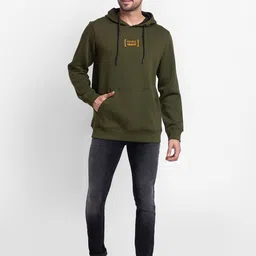 SPYKAR Typography Printed Hooded Pullover Sweatshirt image 3