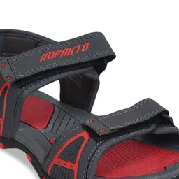 IMPAKTO Men Red & Black Solid Sports Sandals image 3