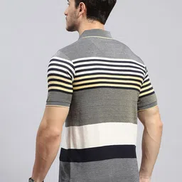 Monte Carlo Striped Polo Collar short Sleeves Pockets Regular Fit Cotton T-shirt image 2