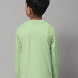 Friskers Boys Sea Green Typography Printed V-Neck Pockets T-shirt image 5