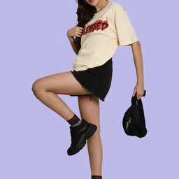 Fabflee Pack Of 2 Graphic Printed Cotton Oversize T-shirt image 2