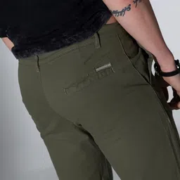 Hubberholme Men Olive Smart Slim Fit Chinos Trouser image 2