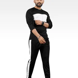 linsor fashion Men Night Suit Set Black Colorblock image 3