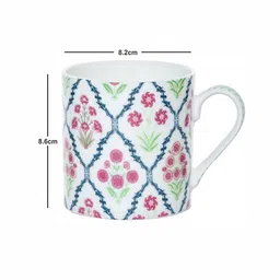GOODHOMES White & Pink Set of 2 Printed Bone China Glossy Mugs 360 ml Each image 4