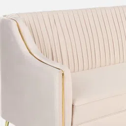 casacraft from pepperfry Larenzo Velvet 3 Seater Sofa In Beige Color image 5