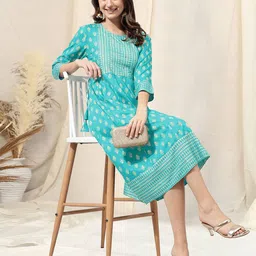 mirchi fashion Block Print A-Line Kurta image 5