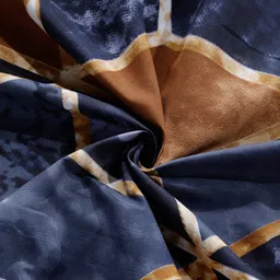Arrabi Brown & Navy Blue Geometric 300 TC Single Bedsheet with 1 Pillow Covers image 3