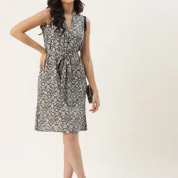 BRINNS Grey & White Ethnic Motifs A-Line Dress image 4