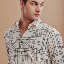 u turn Men Slim Fit Printed Spread Collar Casual Shirt-picture-23