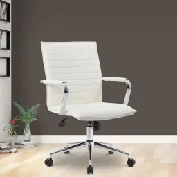 furniturstation Goris Leatherette Executive Chair in White Colour image 1