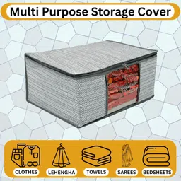 Aaliya Pack of 7 gray Wardrobe Saree Storage Bag with Transparent Window and Zip Poly-canvas Laundry Bag image 5