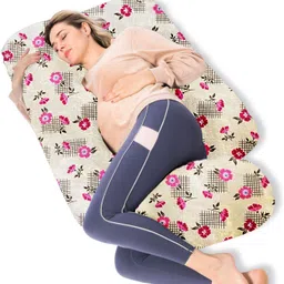 mom's moon Microfibre Pregnancy Pillow Pack of 1 Floral Flower Printed Velvet image 1