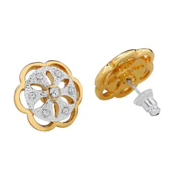 Estele Gold & Rhodium Plated Flower Shaped Pendant Set with Crystals for Women image 3