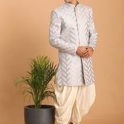 SHRESTHA BY VASTRAMAY Embroidered With Mirror Indo-Western Slim Fit  Sherwani Set image 2