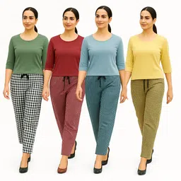 belvine Pack of 4 Women Pyjama image 5