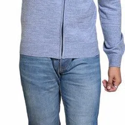 cavardi Men Solid Round Neck Light Blue Sweater image 5