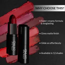 Stars Cosmetics Light Weight & Ultra Pigmented Creamy Lush Lipstick - Deep Red 09 image 5