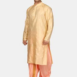 Sethukrishna Mandarin Collar Straight Zari Kurta With Dhoti Pants & Dupatta image 5