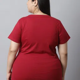 UnaOne Plus Size Pack Of 2 Typography Printed Slim Fit Pure Cotton T-shirts image 3