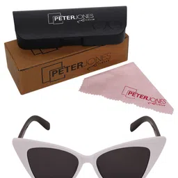 Peter Jones Eyewear Black Lens & White Cateye Sunglasses with UV Protected Lens image 2