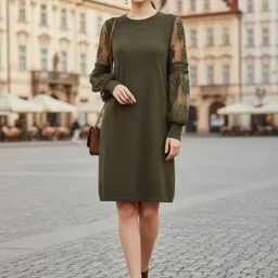 vivalavastaram Women Bodycon Dark Green Knee Length Dress-picture-13