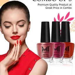 MI FASHION Set Of 3 High-Shine Long-Lasting Shimmer Nail Paint - 12ml Each image 2