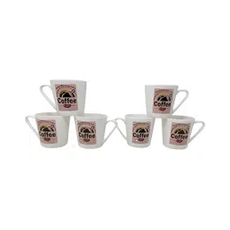 UPC White & Black 6 Pieces Coffee Printed Ceramic Glossy Cups image 3
