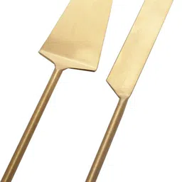 vareesha Imperial Matt Gold Stainless Steel Cake Server Set of Two Stainless Steel Cutlery Set image 2