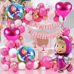 Masha Theme Birthday Party Decorations Combo Set for Girls, Kids Birthday Decor-image-63