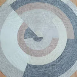 BELLA TRUE Grey & White Geometric Printed Round Water Resistant Cotton Dhurrie image 5