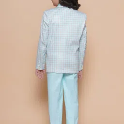 Aj DEZInES Boys Checked Single-Breasted 5 Piece Suit image 5