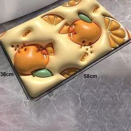 HOUSE OF QUIRK Orange Colored & Yellow 3D Shaped Absorbent Non-Slip Bath Mat image 3