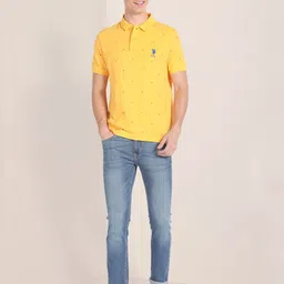 U.S. Polo Assn. Geometric Printed Pique Polo Collar Pure Cotton Slim Fit T-shirt image 5
