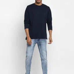 Turtle Men Navy Blue Pure Cotton Slim Fit T-shirt image 5