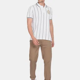 U.S. Polo Assn. Men Striped Polo Collar Slim Fit Pure Cotton T-shirt image 5