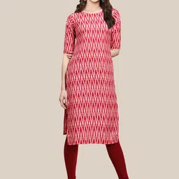 7Threads Women Pack Of 6 Red & White Printed Crepe Kurta image 3