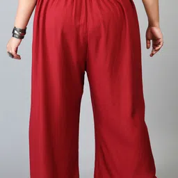 prettyplus by desinoor.com PrettyPlus by Desinoor com Women Plus Size Pack Of 2 Maroon & Mustard Yellow Palazzos image 3