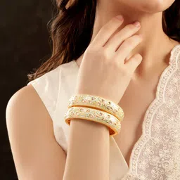 Rubans Set Of 2 22K Gold-Plated Kundan-Studded Bangles image 5