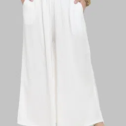 rangkriti Women Regular Fit White Viscose Rayon Trousers-picture-12