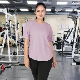 myo2 Women Solid Round Neck Reversible Polyester Pink T-Shirt-picture-23