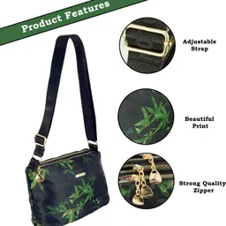 storite Black, Green Women Sling Bag Crossbody Bag with Multi-Compartment, Adjustable Shoulder Strap image 3