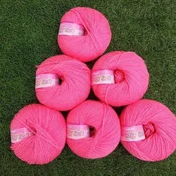 jeffy Vardhman Kintting Yarn 100% Acrylic Wool (Pink ) (6 PC)Baby Soft 4 ply Wool Ball Hand Knitting Wool/Art Craft Soft Fingering Crochet Hook Yarn, Needle Knitting Yarn Thread Dyed Shade no-75 image 2