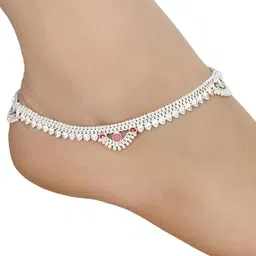 AanyaCentric Set Of 2 Silver-Plated Anklets With Gold-Plated Chain image 5